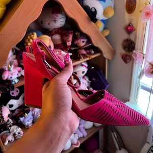 Franco Sarto Hot Pink Suede Woven Sandal